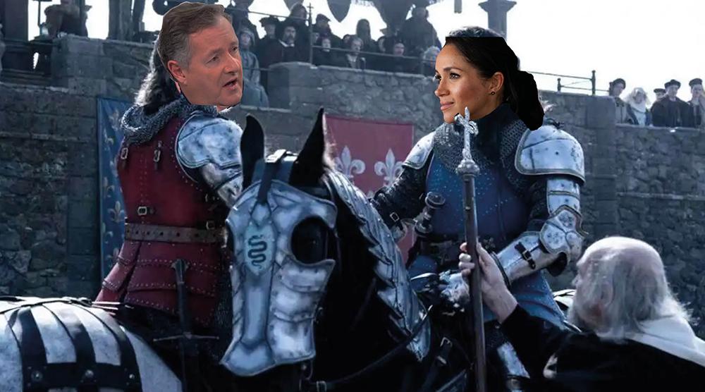 Piers Morgan to challenge Meghan Markle to a duel, cheek by jowl, and have done with it